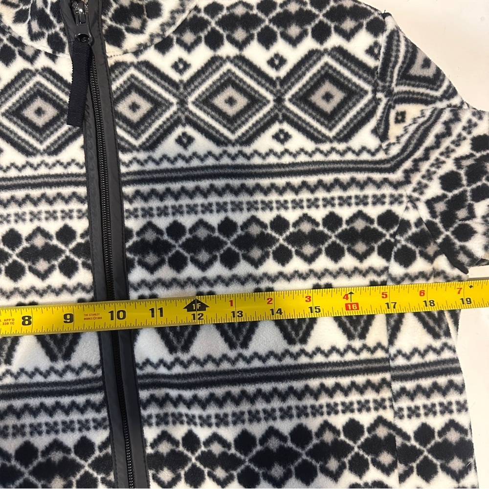Talbots GEO-PRINT FAIR ISLE POLAR FLEECE JACKET Size Medium - Black and White - Picture 9 of 11